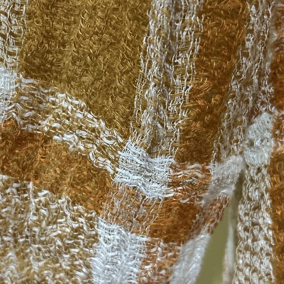 Marilu Orange Italian Linen Top Open Knit Lagenlook Plaid Tunic Shirt XL - Picture 13 of 16